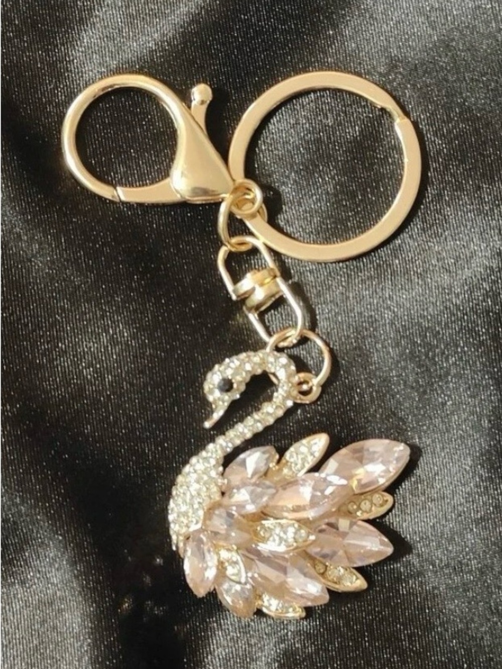 Rhinestone & Crystal Swan Bag Charm